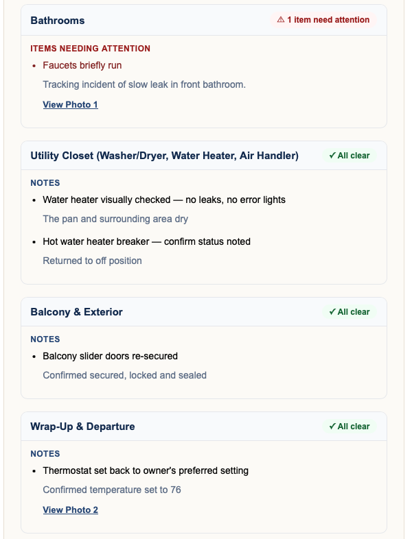 HomeAssure visit checklist